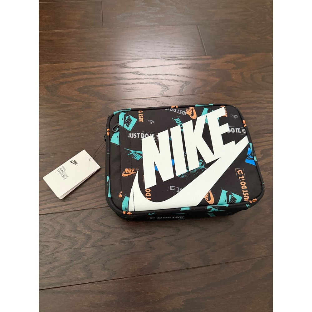 Nike Hard Shell Lunch Box Black Teal Orange Just Do It Logo Print 9A2744-KK2 4L
